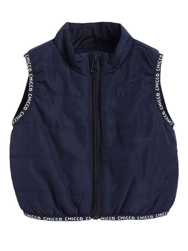 Boys Medium Blue Solid Padded Vest image number 0